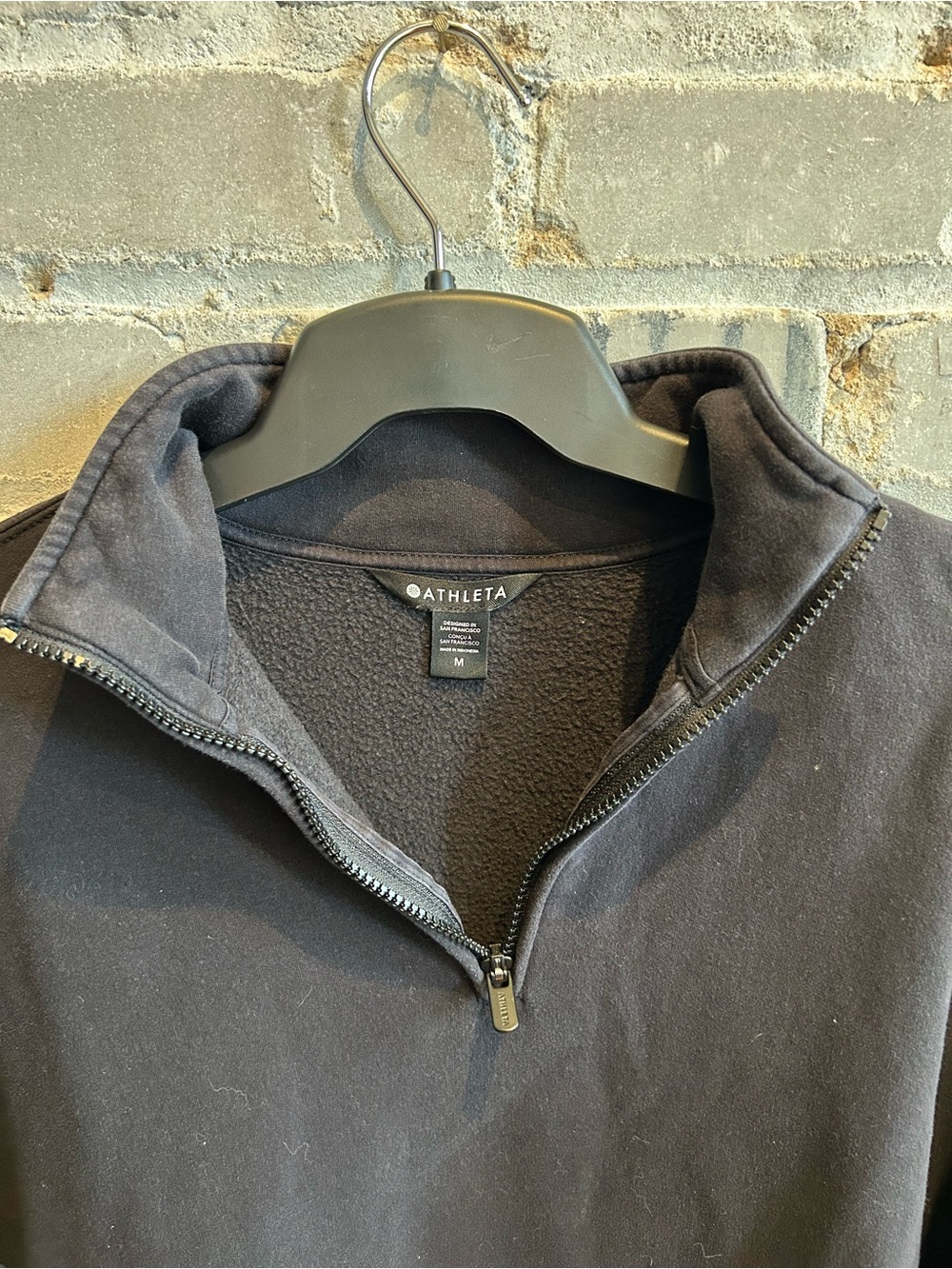 Athleta Black Quarter-Zip Fleece Pullover Sweatshirt - Size M